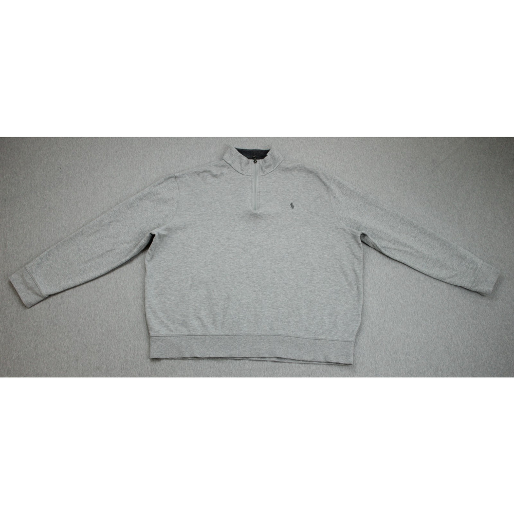 Polo Ralph Lauren Sweatshirt Mens XL Gray Cotton Blend 1/4 Zip Mock Neck